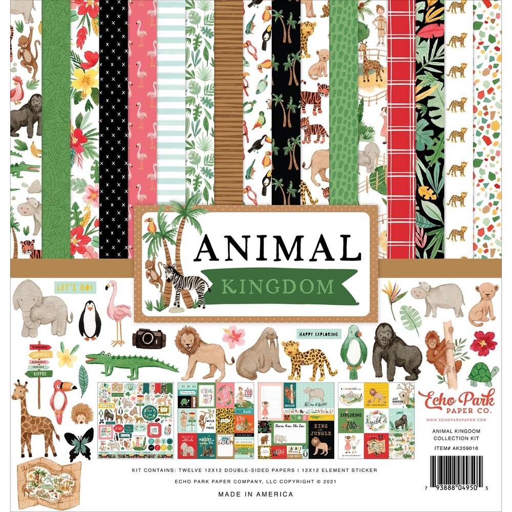 Echo Park Collection Kit Animal Kingdom 12"x12" Paper Stickers Made in USA